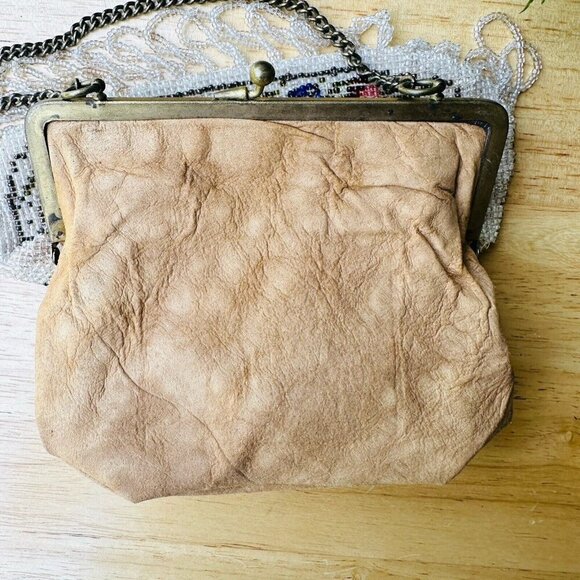 Antique Edwardian Fringe Flapper Purse Evening Bag Micro Seed Bead Floral Metal - Picture 7 of 16